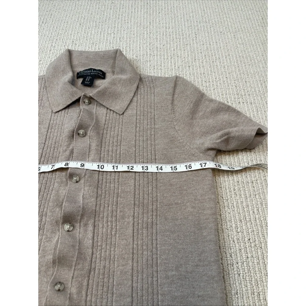 Christian Lacroix Men's Medium* Knit Sweater Merino Wool Collar Short Sleeve